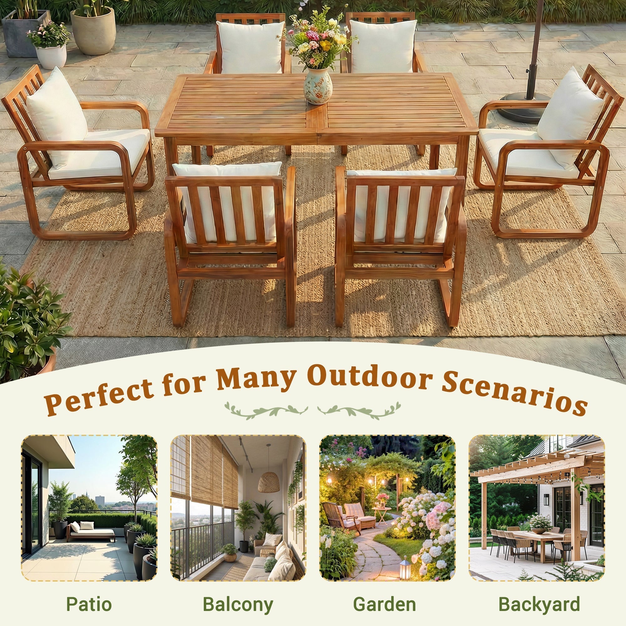 7- Piece Patio Dining Set Outdoor Dining Table and Chairs