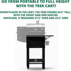 Rolling Grill Cart – Fits GMG Trek & Trek 2.0 Pellet Grills – Easy Mobility & Storage – Powder-Coated Steel – Black