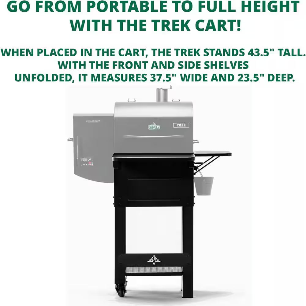 Rolling Grill Cart – Fits GMG Trek & Trek 2.0 Pellet Grills – Easy Mobility & Storage – Powder-Coated Steel – Black