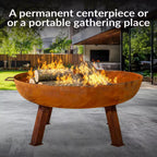 Rustic 34 In. X 15 In. round Large Cast Iron Wood-Burning Fire Pit Bowl