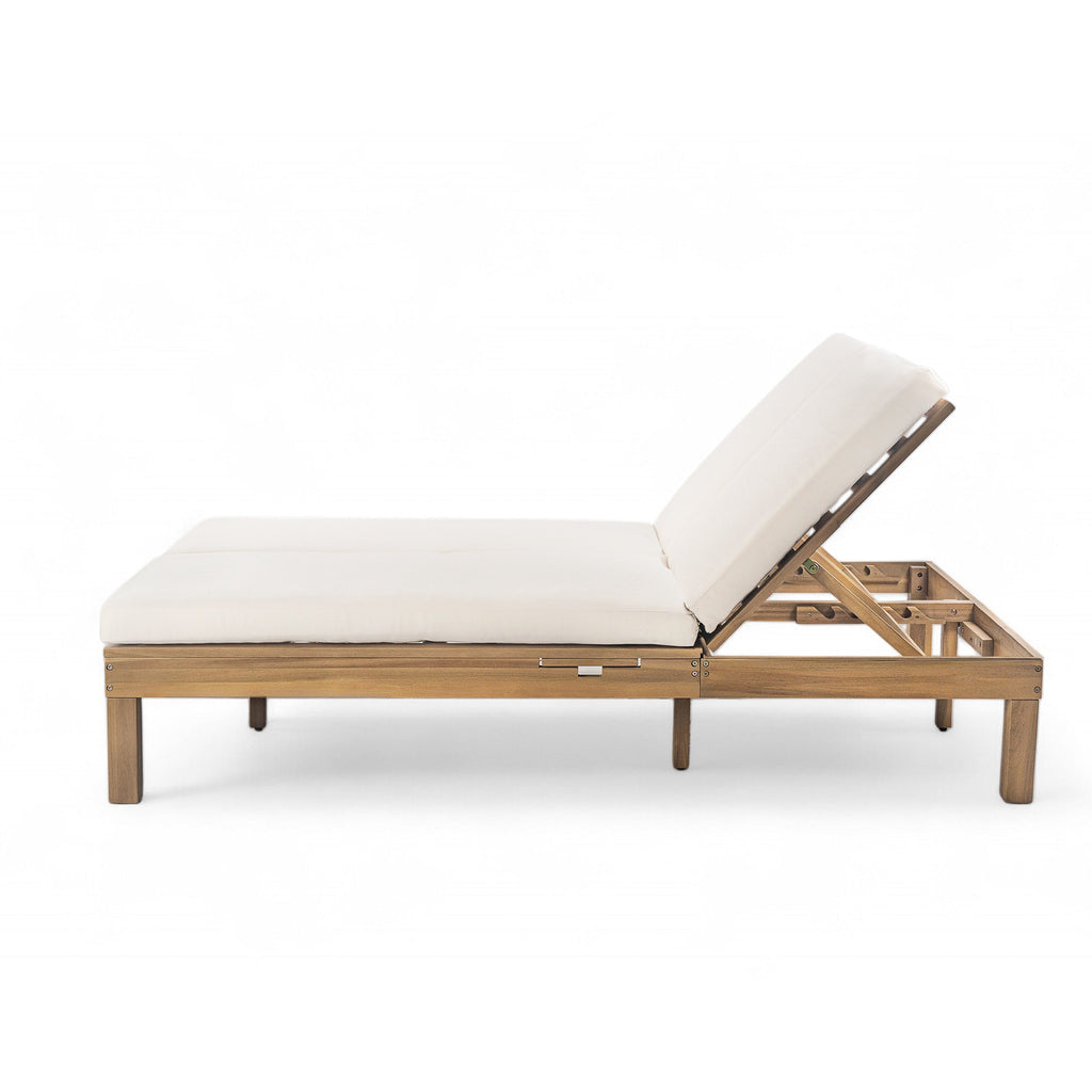 5-Position Adjustable Backrest Double Chaise Lounge Outdoor