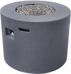 Aidan Outdoor Patio Modern 31" round Light Weight Concrete Gas Burning Fire Pit, Dark Gray