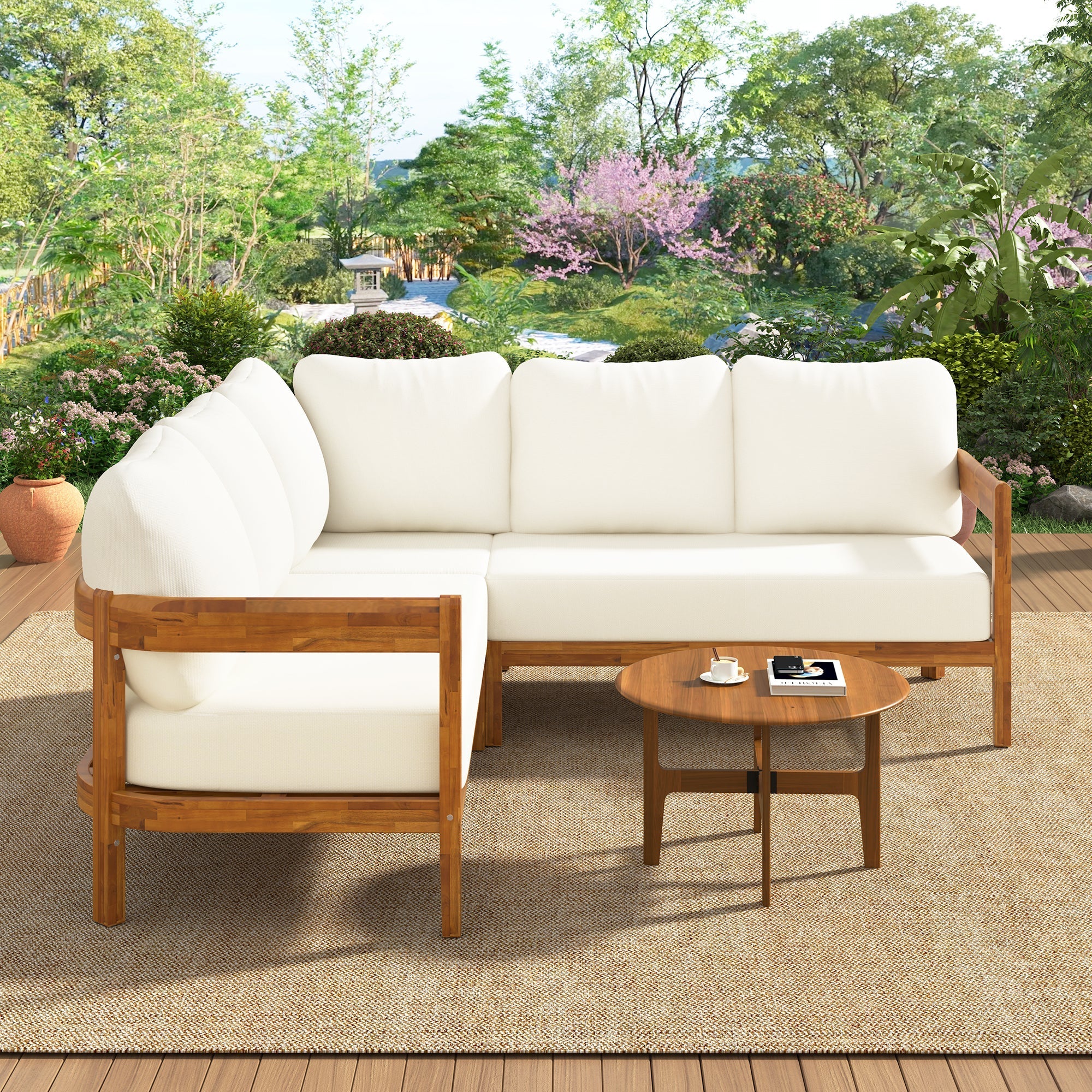 Acacia Solid Wood Patio Furniture Set