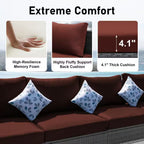 15-Piece Large Size Gray Wicker Patio Conversation Sofa Set with Dark Red Cushions Fire Pit Table and Coffee Tables