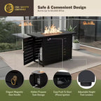 Ore 42 In. Propane Gas Outdoor Patio Fire Pit Table with Powder-Coated Steel Frame in Black