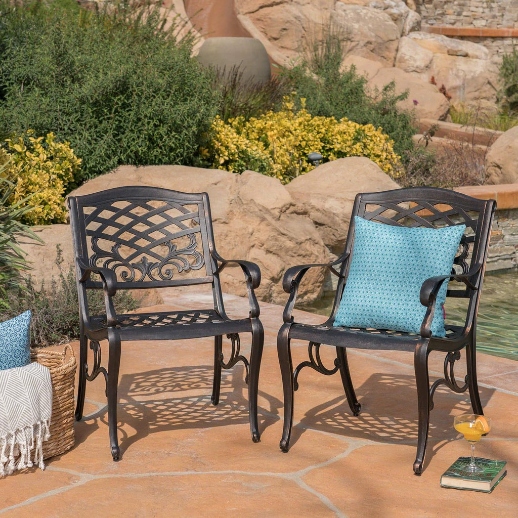 Myrtle Beach Outdoor Aluminum Dining Chairs, 2-Pcs Set, Shiny Copper