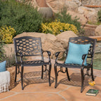 Myrtle Beach Outdoor Aluminum Dining Chairs, 2-Pcs Set, Shiny Copper