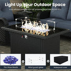 7-Pieces Outdoor Patio Furniture Sets with Single Chairs with 6-inch Thick Cushion and Fire Pit Table for Deck Lawn