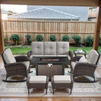 Outdoor Fire Pit Conversation Set, 3-Seat Sofa & Chairs Patio Furniture Set