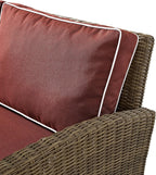 Bradenton 5-Piece Outdoor Loveseat Patio Furniture Set, Wicker Conversation Sets for Porch, Brown with Sangria Cushions