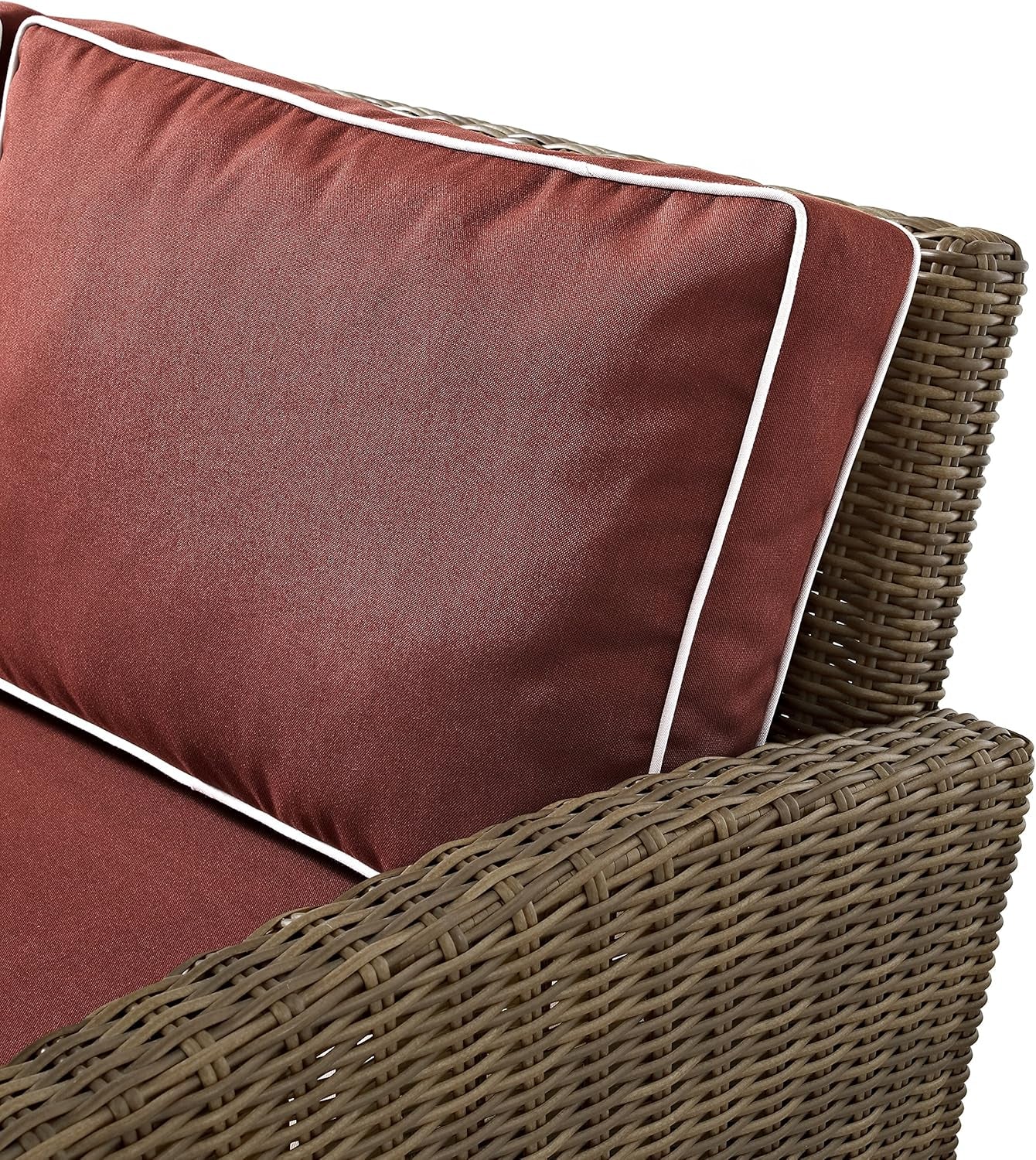 Bradenton 5-Piece Outdoor Loveseat Patio Furniture Set, Wicker Conversation Sets for Porch, Brown with Sangria Cushions