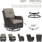 8-Piece Outdoor Patio Furniture Set - 41" CSA Propane Fire Pit Table Patio Conversation Set with Swivel Rocker Outdoor Chairs, Wicker loveseat and Ottoman for Outside Casual Gathering