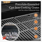 Sophia & William 4-Burner Gas BBQ Grill with Side Burner and Porcelain-Enameled Cast Iron Grates, 42,000BTU Propane Grills Outdoor Cooking Barbecue Cabinet Style, Blue