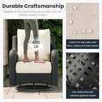 10-Pieces Outdoor Patio Furniture Sets with Rocking Swivel Chairs with 6-inch Thick Cushion and Fire Pit Table for Deck Lawn