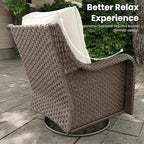 7-Pieces Outdoor Patio Furniture Sets with Single Chairs with 6-inch Thick Cushion and Fire Pit Table for Deck Lawn