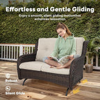 8-Piece Outdoor Patio Furniture Set - 41" CSA Propane Fire Pit Table Patio Conversation Set with Swivel Rocker Outdoor Chairs, Wicker loveseat and Ottoman for Outside Casual Gathering