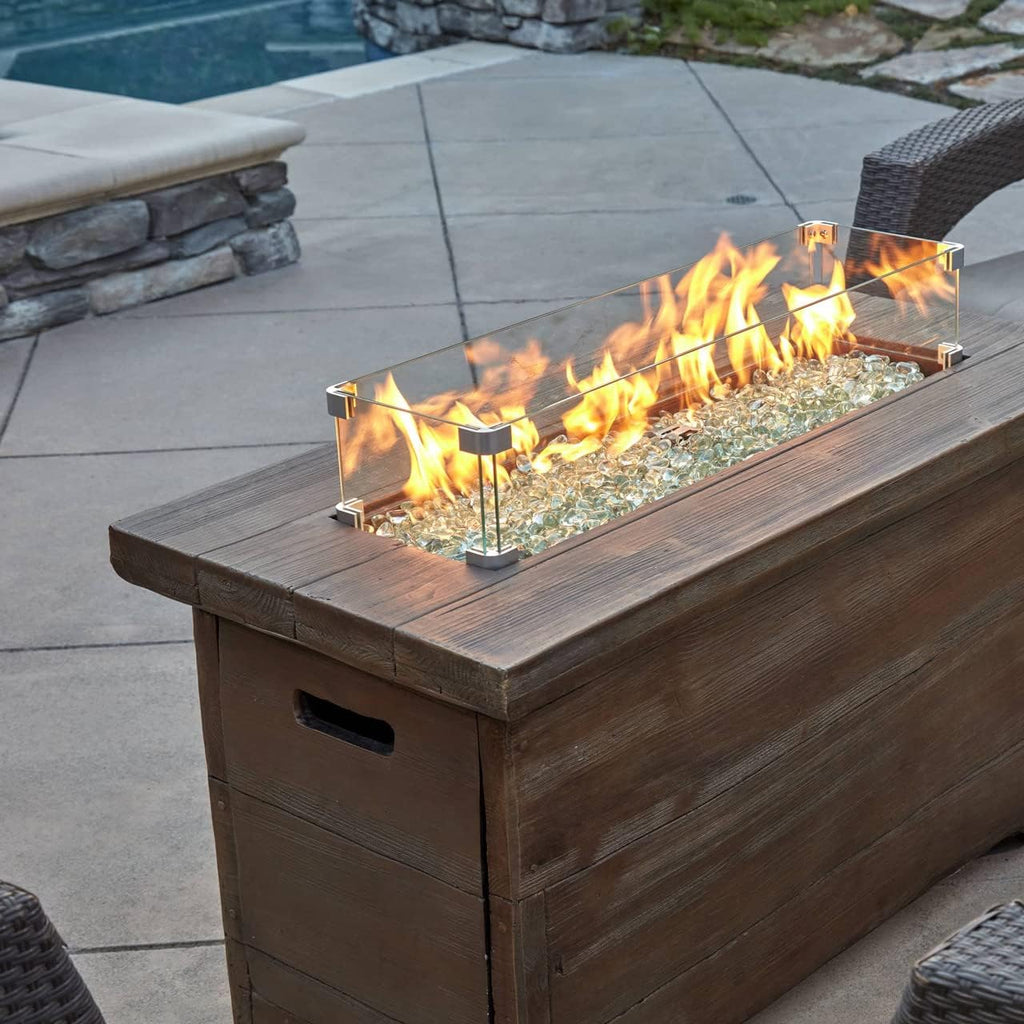 HF42603 Barnyard Style Propane Fire Pit Table for Patio and Deck Use, MGO Construction, Includes Glass Beads and Protective Cover, 42 Inch X 20 Inch, Gray