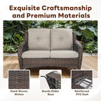 8-Piece Outdoor Patio Furniture Set - 41" CSA Propane Fire Pit Table Patio Conversation Set with Swivel Rocker Outdoor Chairs, Wicker loveseat and Ottoman for Outside Casual Gathering