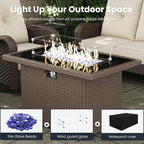 7-Pieces Outdoor Patio Furniture Sets with Single Chairs with 6-inch Thick Cushion and Fire Pit Table for Deck Lawn