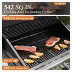 Sophia & William 4-Burner Gas BBQ Grill with Side Burner and Porcelain-Enameled Cast Iron Grates, 42,000BTU Propane Grills Outdoor Cooking Barbecue Cabinet Style, Blue