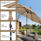 8PCS Round Dining Set With Lazy Susan and Sunbrella Umbrella And Cushion