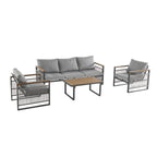 4-Piece Outdoor Metal Patio Furniture Set with Cushions