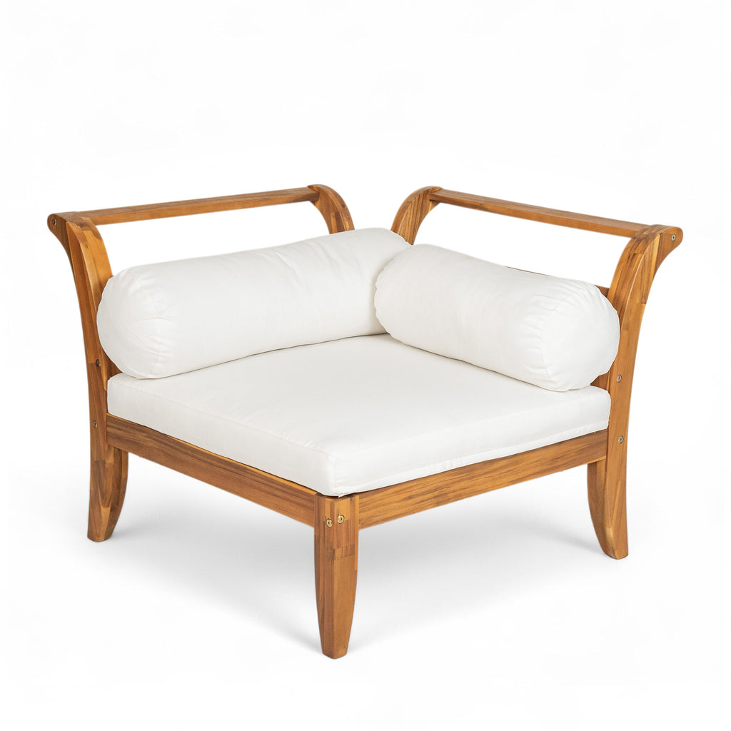 6- Piece Acacia Wood Outdoor Modular Sectional with Daybed and Tea Table