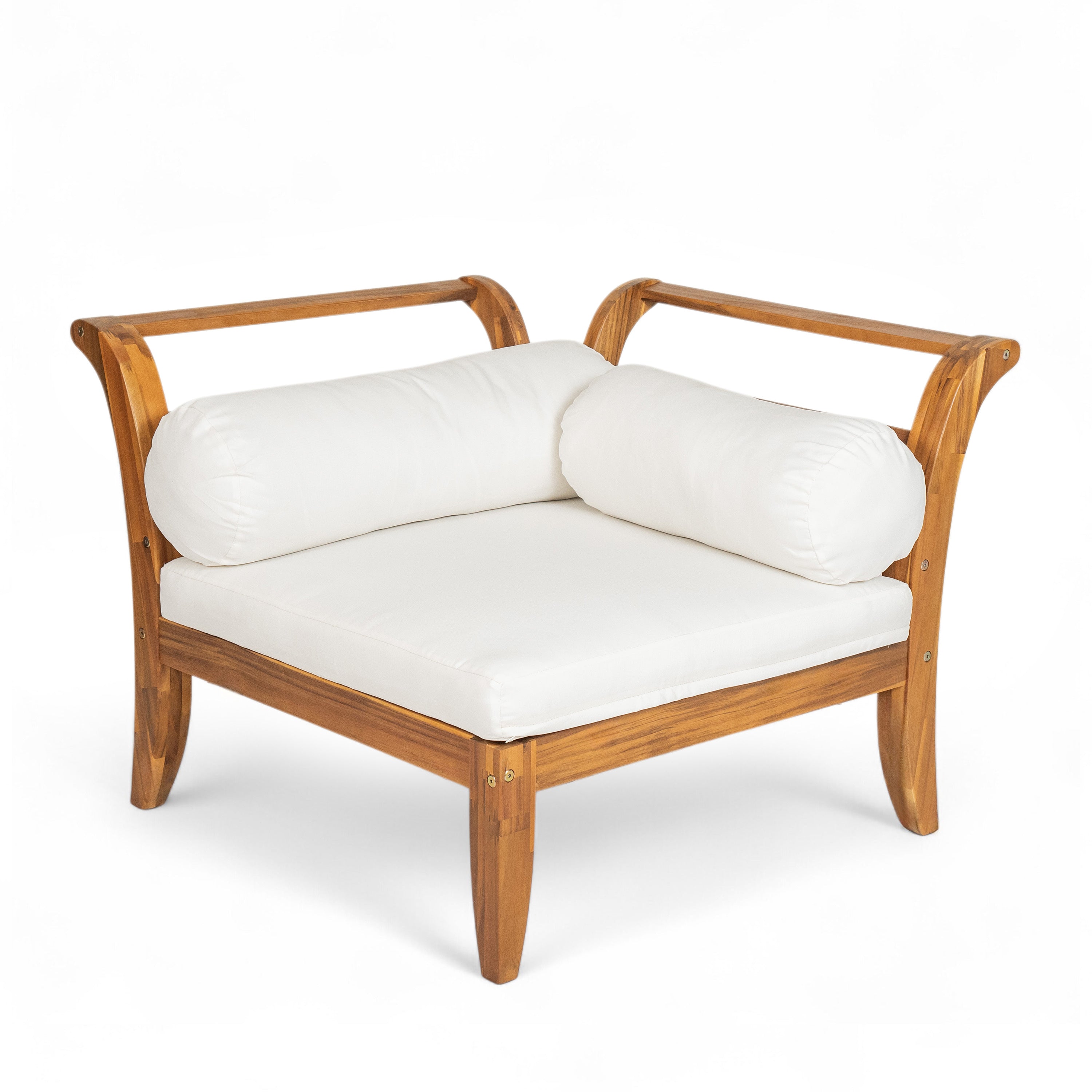 6- Piece Acacia Wood Outdoor Modular Sectional with Daybed and Tea Table