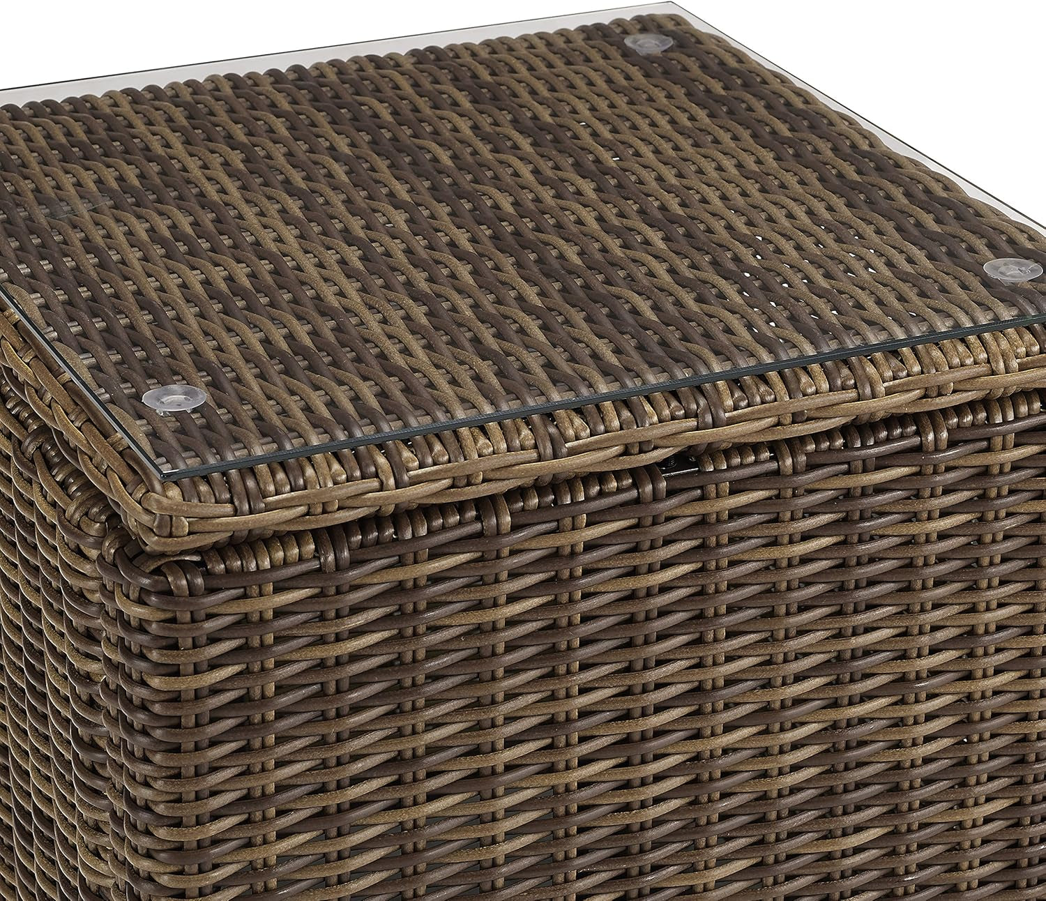 Bradenton 5-Piece Outdoor Sofa Patio Furniture Set, Wicker Conversation Sets for Porch, Brown with Sand Cushions