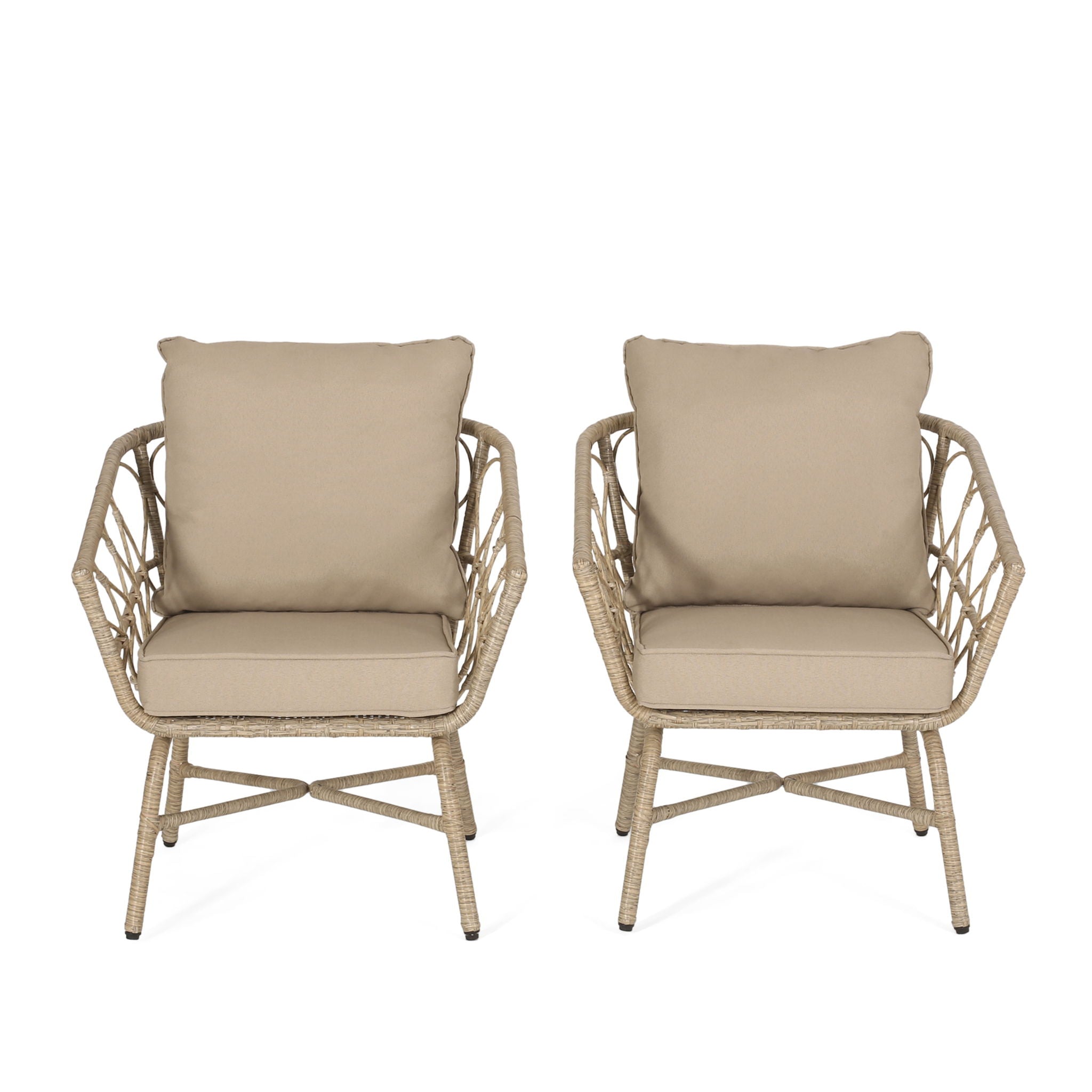 Outdoor Club Chair Set with Water Resistant Cushions