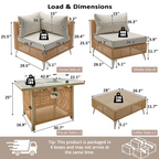 K&K 8-Piece Patio Furniture Set with Fire Pit Table