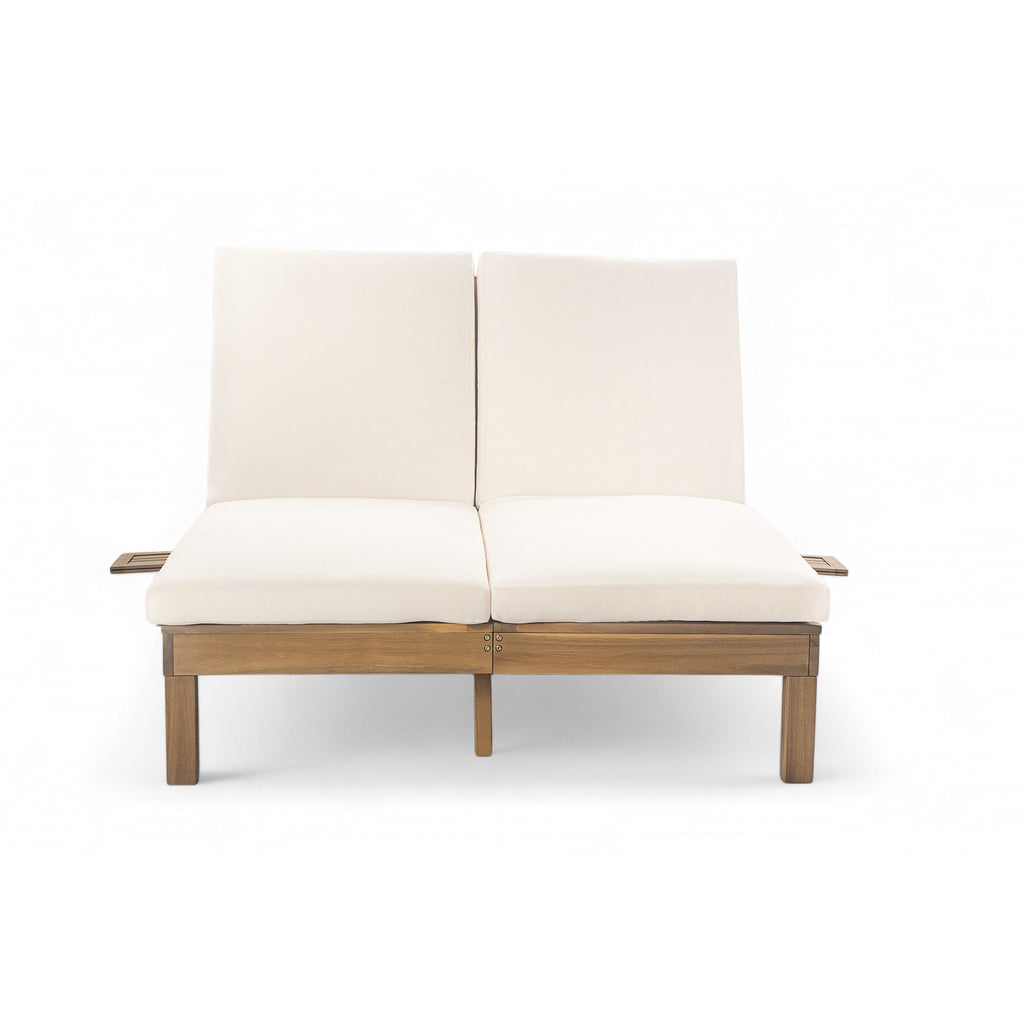 5-Position Adjustable Backrest Double Chaise Lounge Outdoor