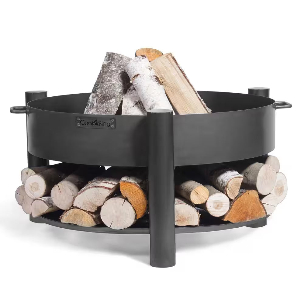 Cook King 111246 Montana Fire Pit, 23.5 In. Dia, Wood Storage, Wood Burning Fire Pit