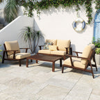4- Piece Outdoor Sofa Set with Cushions and Coffee Table