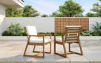 Patio Dining Chair Set of 2, Wood Outdoor Armchairs with Removable Cushions