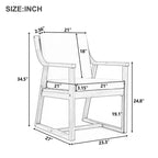 Patio Dining Chair Set of 2, Wood Outdoor Armchairs with Removable Cushions
