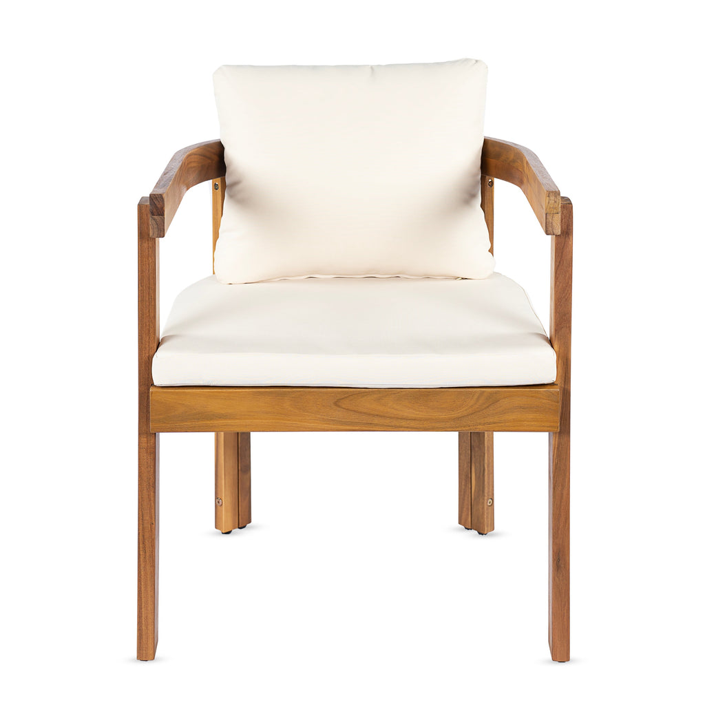 7- Piece Acacia Wood Outdoor Dining Set with Cream Cushions