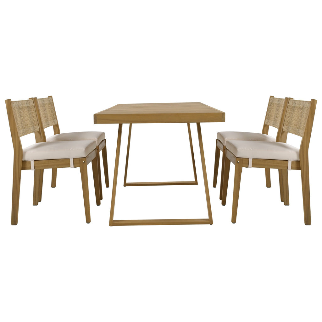 Multi-Person Outdoor Acacia Wood Dining Table and Chair Set