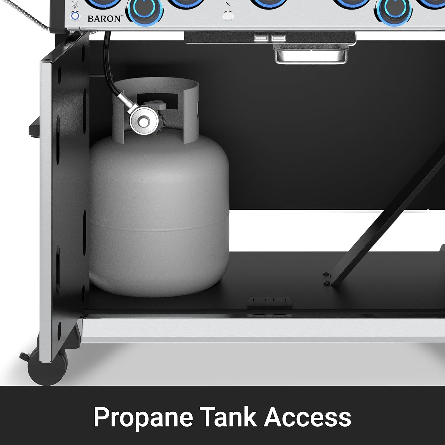 678344 Baron S 590 Pro IR 5-Burner Pellet Ready Propane Gas Grill in Stainless Steel with Infrared Side Burner and Rear Rotisserie Burner