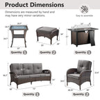 Outdoor Fire Pit Conversation Set, 3-Seat Sofa & Chairs Patio Furniture Set
