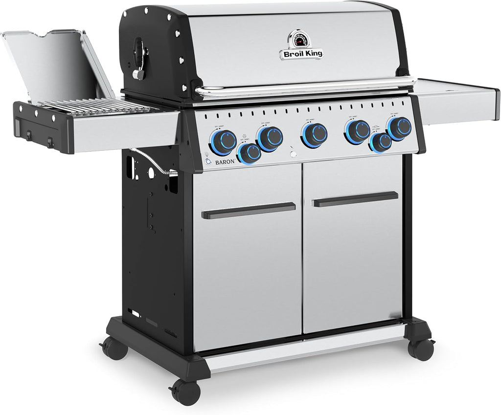678344 Baron S 590 Pro IR 5-Burner Pellet Ready Propane Gas Grill in Stainless Steel with Infrared Side Burner and Rear Rotisserie Burner