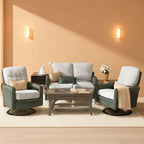 5 Piece Outdoor Patio Furniture Set With Swivel Rocker Chairs Light Gray