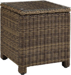 Bradenton 5-Piece Outdoor Loveseat Patio Furniture Set, Wicker Conversation Sets for Porch, Brown with Sangria Cushions