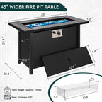 45" Propane Fire Pit Table 50,000 BTU Steel Gas Fire Pit with Removable Lid & Waterproof Cover and Tables