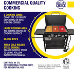 Griller'S Choice Gas Griddle with Hinged Hood & Wind Guards, 4 Shelves, Propane Griddle for Flat Grills Outdoor Cooking, Front Grease Management, Steel Flattop Grills Surface, Precision Heat Control