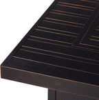 Rectangular 48 In. X 36 In. Aluminum Propane Fire Pit Table, Glass Beads, Two Covers, Lid, 57,000 Btus in Copper Finish Black