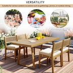 Multi-Person Outdoor Acacia Wood Dining Table and Chair Set