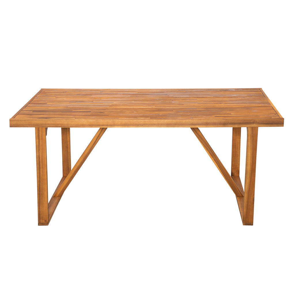 7- Piece Acacia Wood Outdoor Dining Set with Cream Cushions