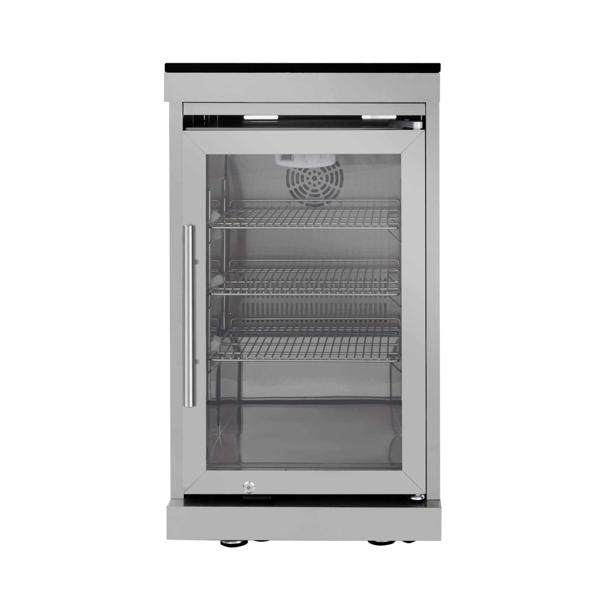 Castelle Flame Astoria 94-Inch 6-Burner 85K BTU Outdoor Kitchen Grill Island With Wine Cooler, Rotisserie, Cabinets, And Granite Countertops