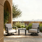 Outdoor Patio Furniture Chat Set with Sunbrella Cushions and Side Table